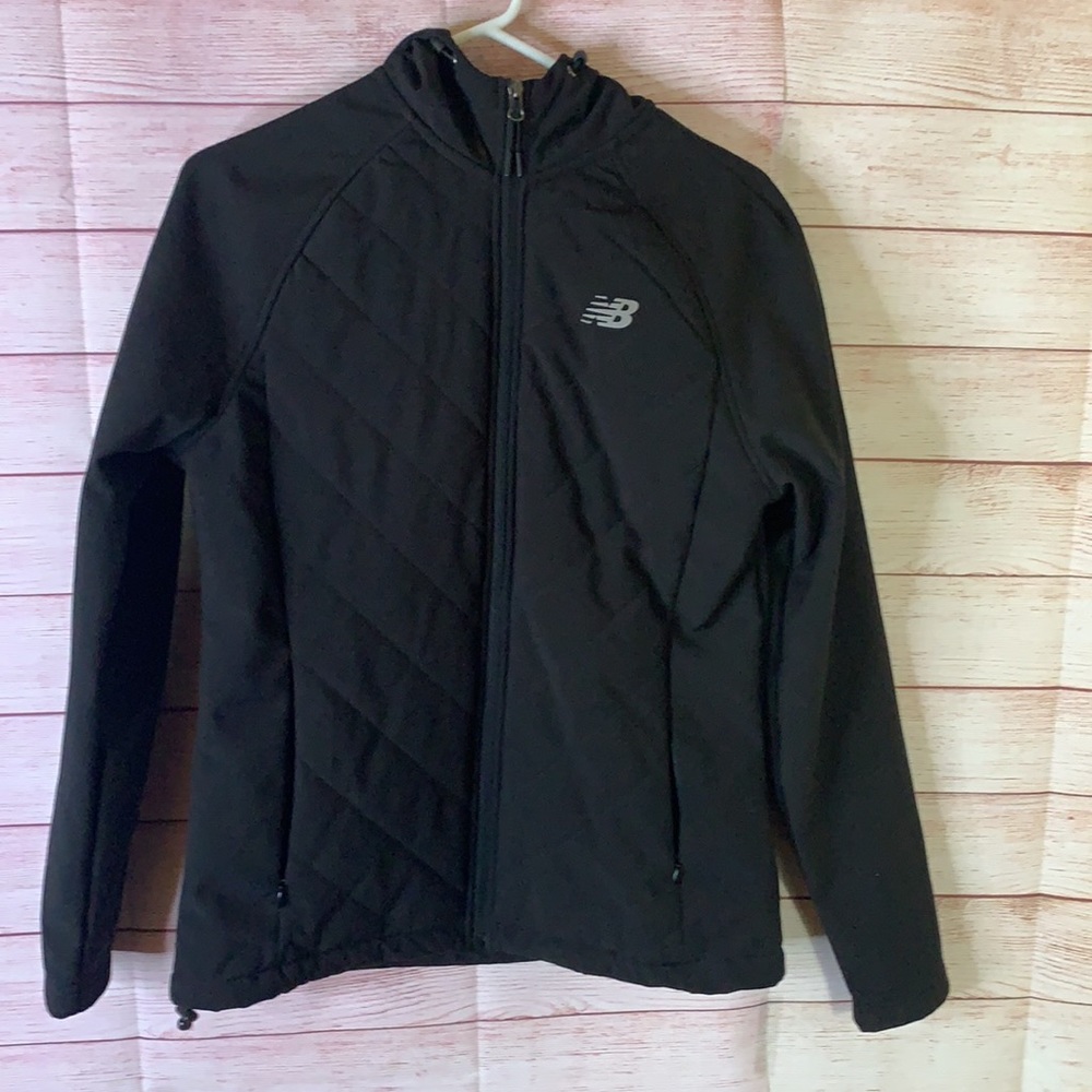 New Balance Black Zip Up Hooded Jacket Size Small